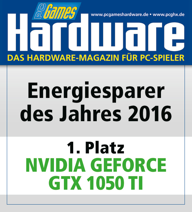 PC Games Hardware Magazin-Cover, Energiesparer des Jahres 2016, NVIDIA GEFORCE GTX 1050 TI.
