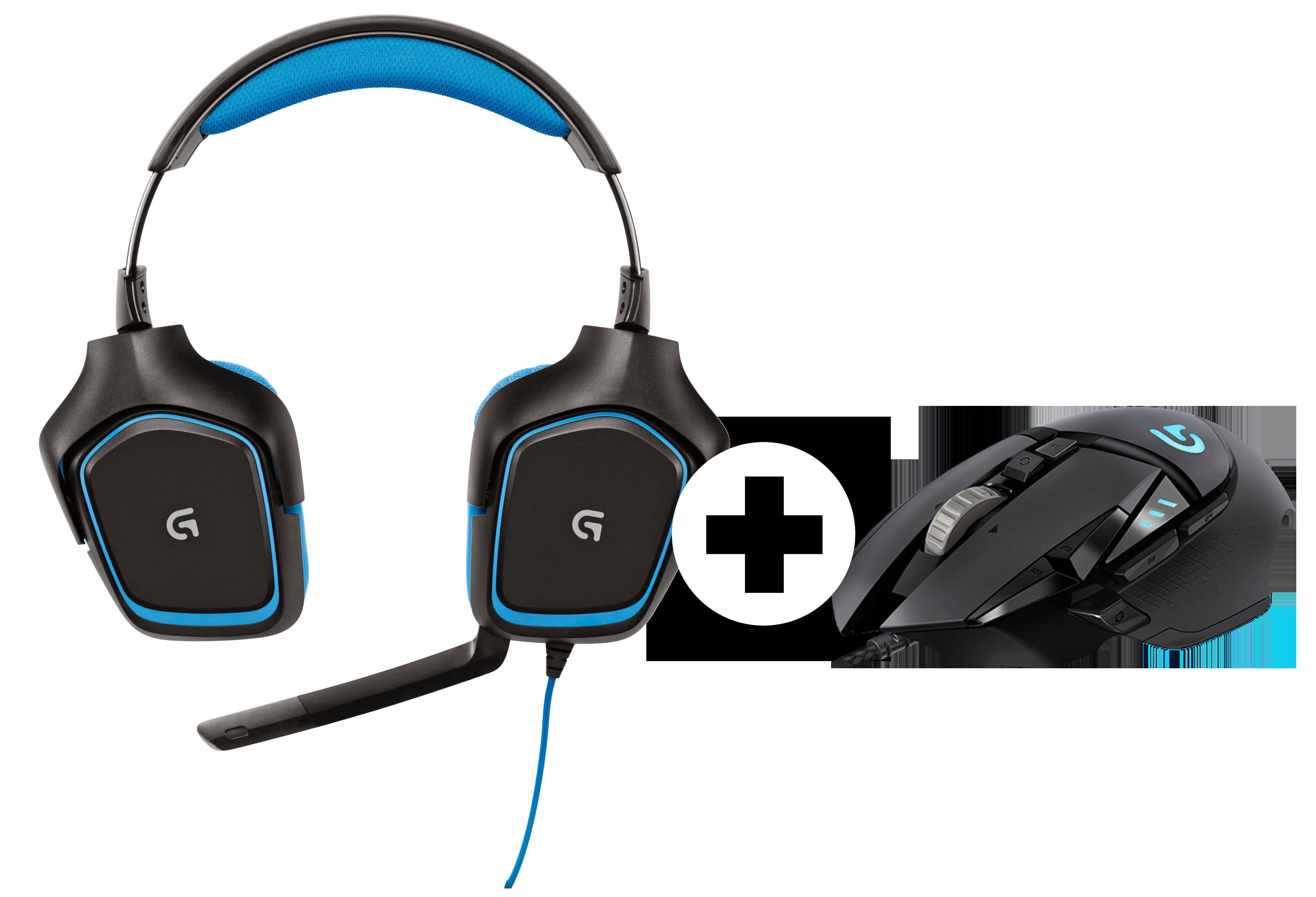 LOGITECH G430 (inkl. G502 Gaming-Maus), Over-ear Gaming Headset Schwarz