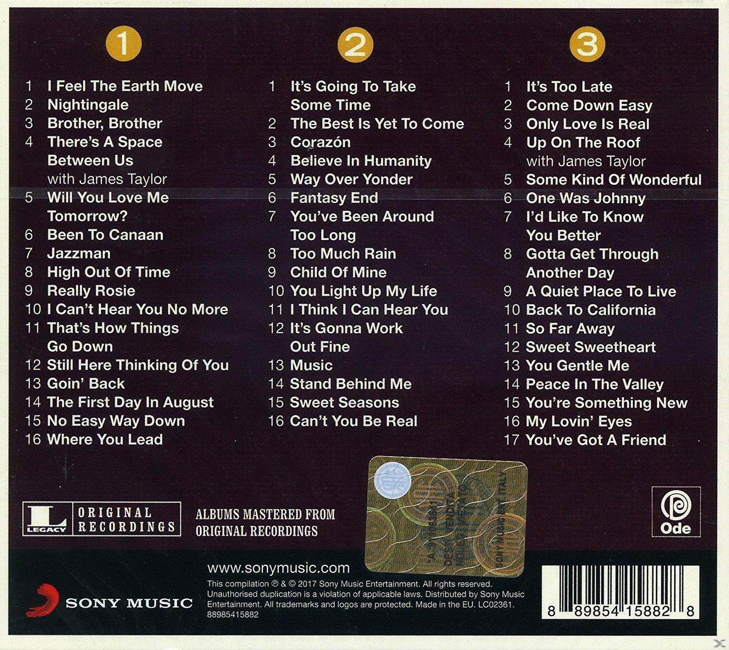 Albumcover mit drei Titellisten. Text enthält Songtitel und Künstlernamen. Sony Music-Logo ist abgebildet.
