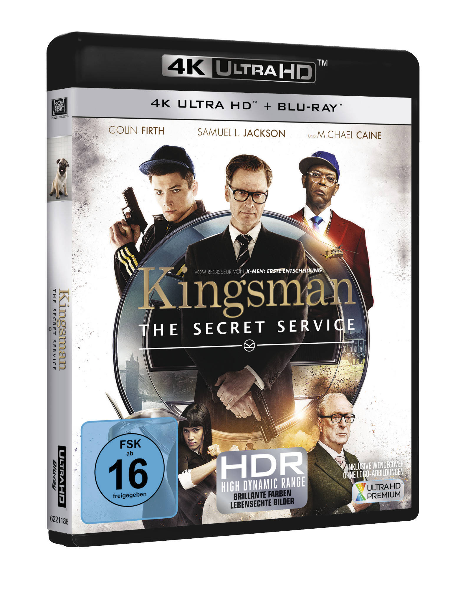 Das Kingsman-Filmcover. Es zeigt Schauspieler und den Slogan: The Secret Service.