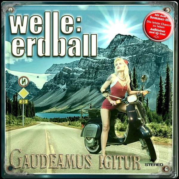 Albumcover mit Frau auf Roller. Berg Hintergrund. Fetter Text: Welle: Erdball.