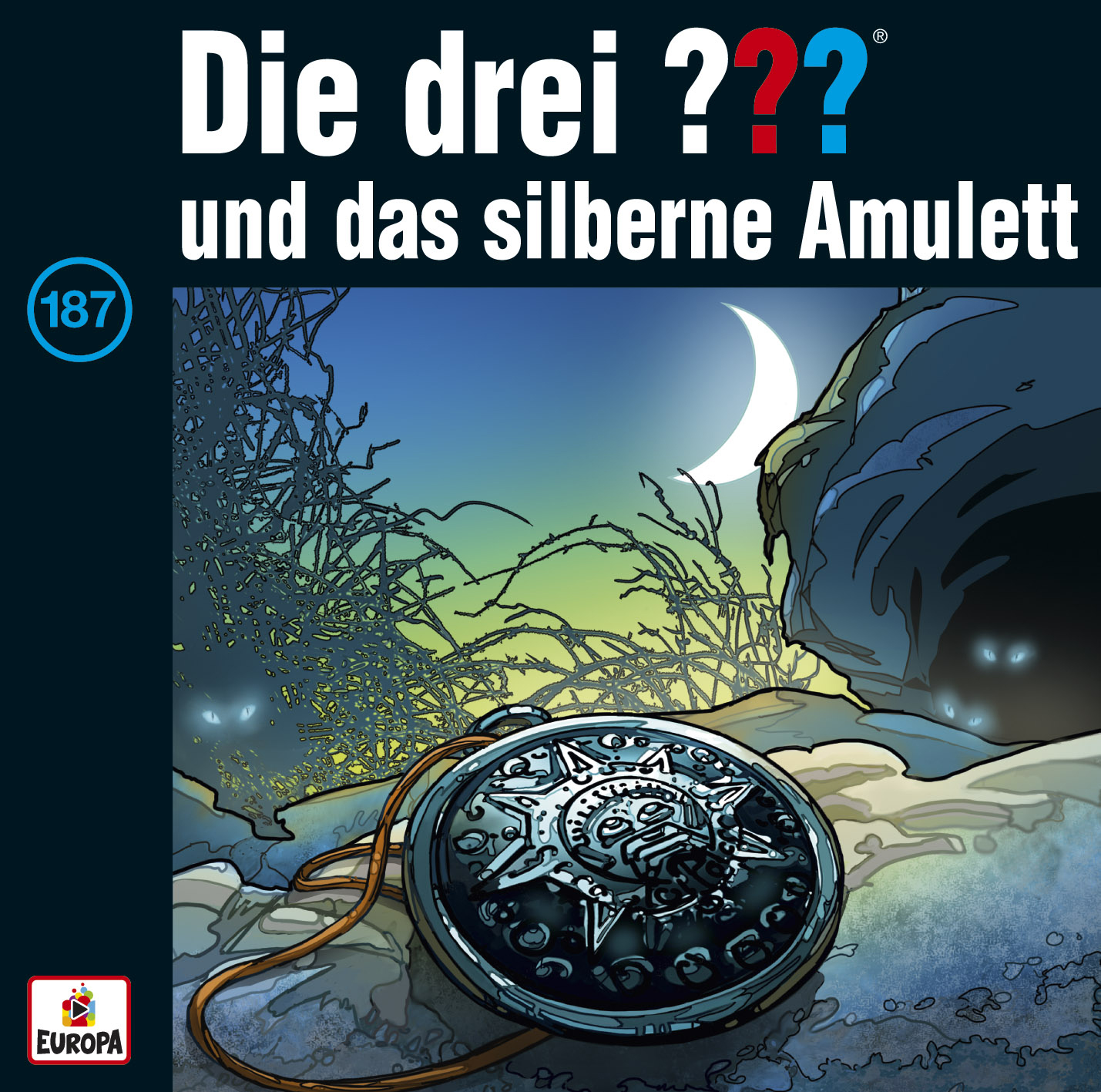 Comic-Cover mit Kompass und mondbeschienener Szene.