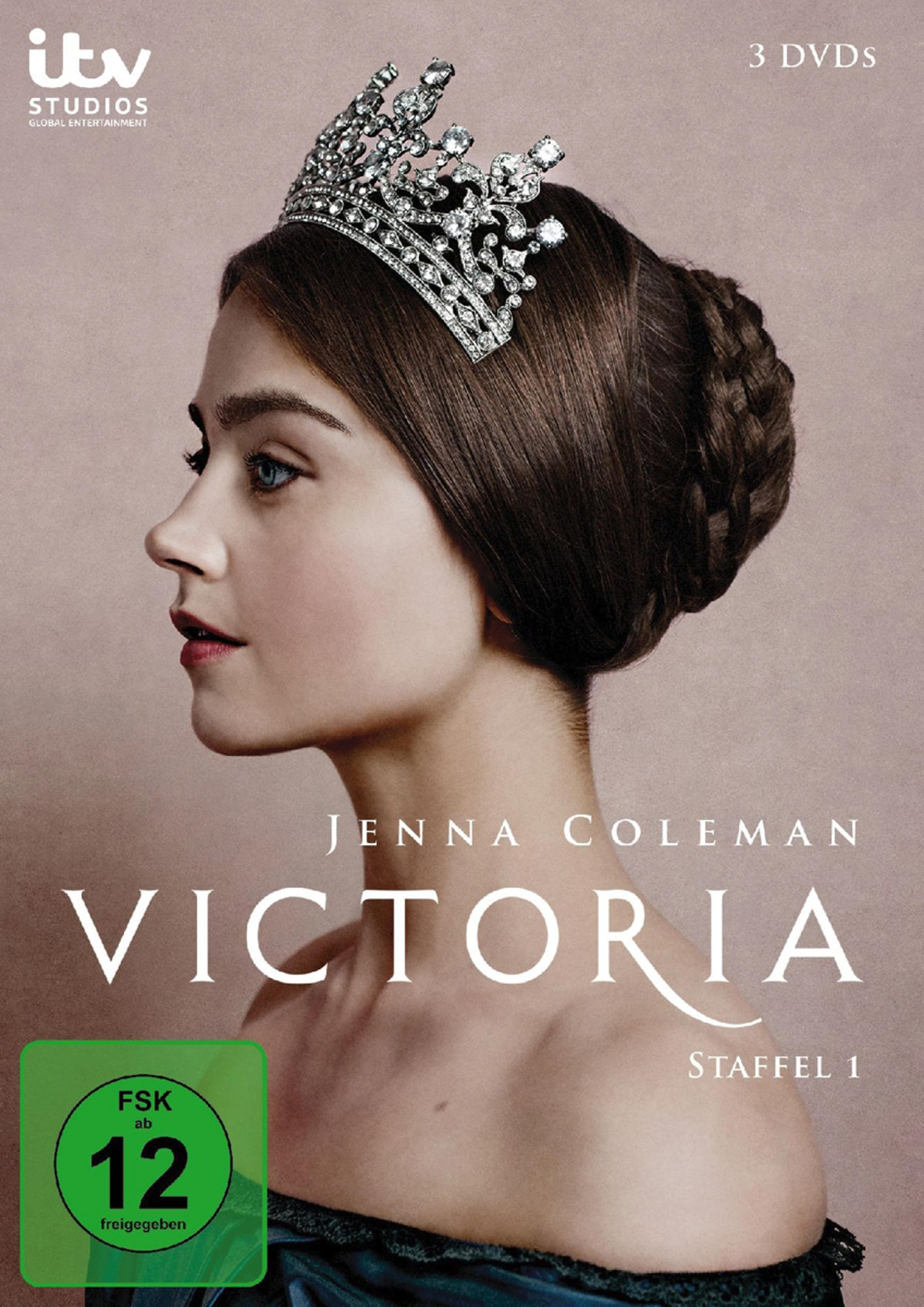 DVD-Cover einer Frau mit Krone, Text lautet 'VICTORIA' und 'STAFFEL 1'.