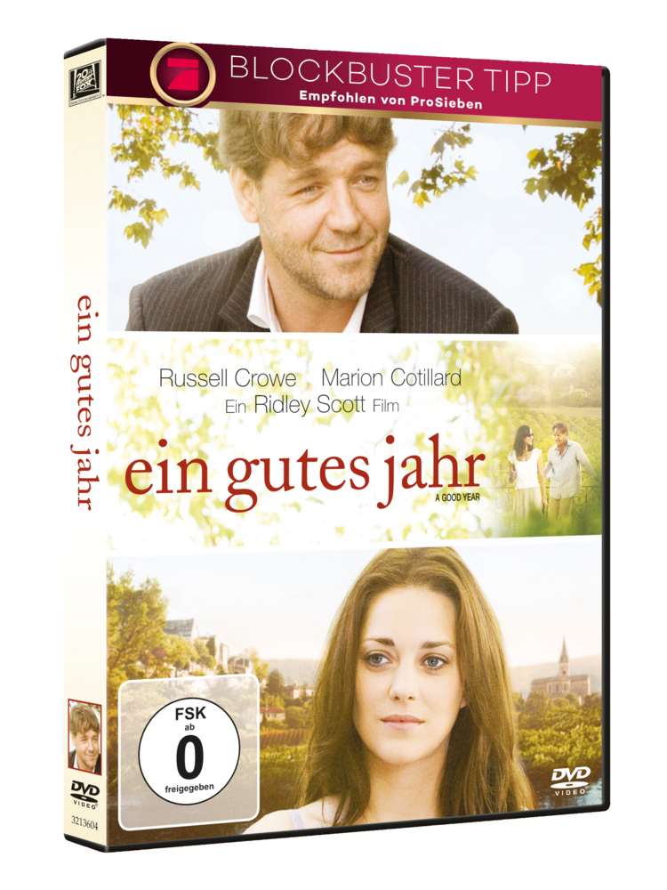 DVD-Hülle für 'Ein gutes Jahr'. Russell Crowe und Marion Cotillard auf dem Cover.