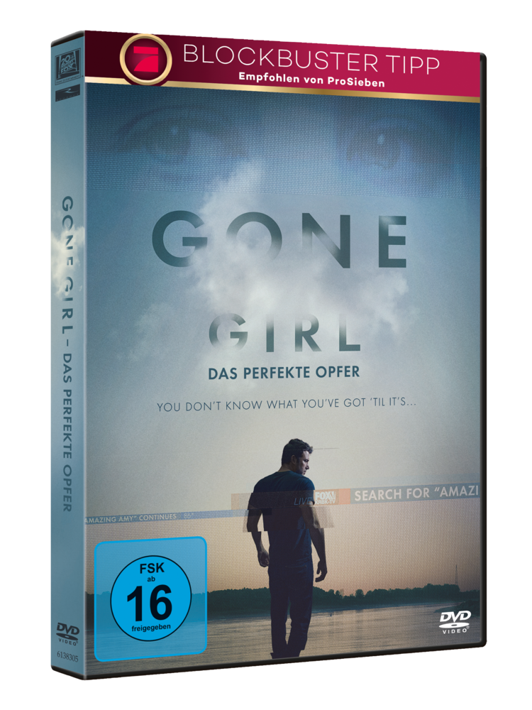 Gone Girl DVD-Hülle mit einem Mann am Ufer, mit dem Filmtitel.