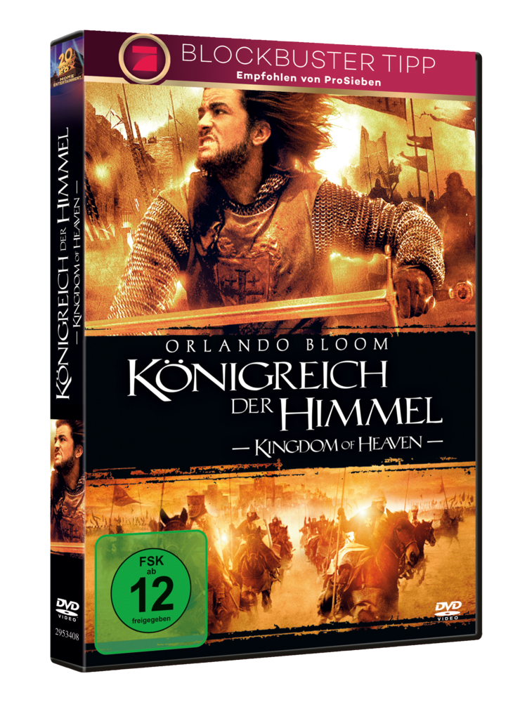DVD-Hülle des Films 'Königreich der Himmel' mit Orlando Bloom auf dem Cover in Kriegerkleidung.