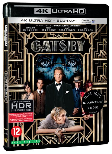 DVD-hoes voor 'The Great Gatsby' met Leonardo DiCaprio. Inclusief Dolby Atmos audio.
