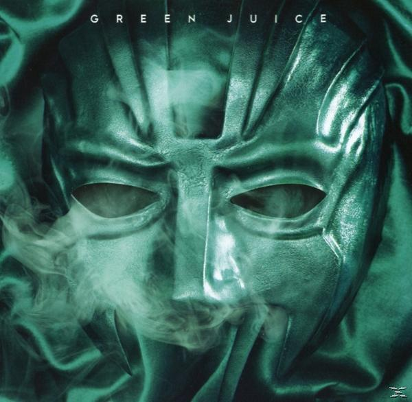 Albumcover mit grüner Maske und den Worten "GREEN JUICE" auf dunkelgrünem Hintergrund.