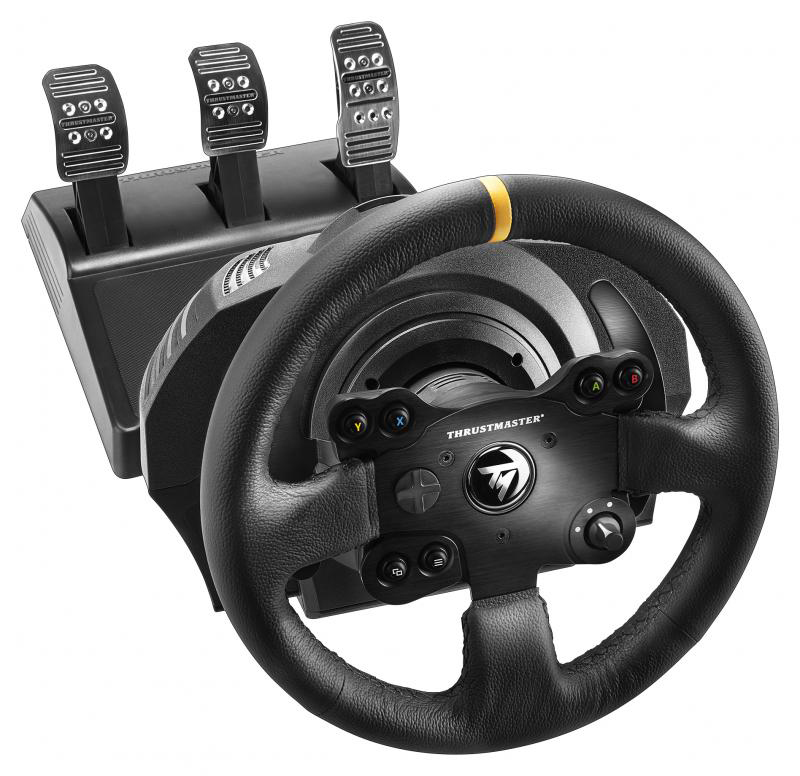 One THRUSTMASTER (inkl. 3-Pedalset, TX Edition Leather / Wheel Schwarz Racing Xbox PC), Lenkrad,