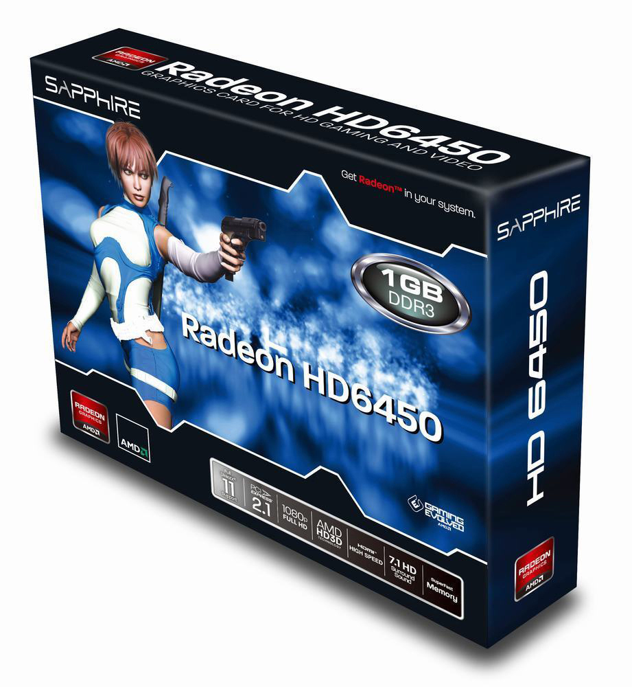 SAPPHIRE Radeon HD 6450 1GB (11190-02-20G) (AMD, Grafikkarte)