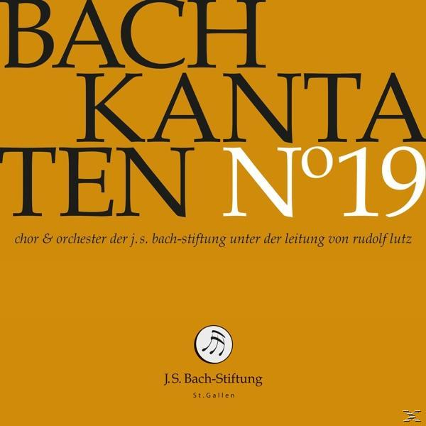 Albumcover für Bach Kantaten Nr. 19, mit Text und einem Notenlogo.