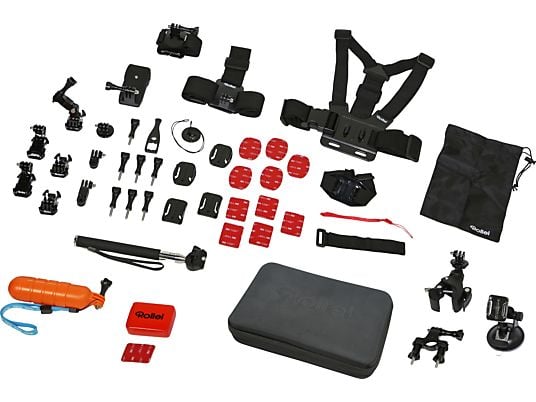 ROLLEI 21643 - Set d'accessoires Actioncam (Noir/Rouge)