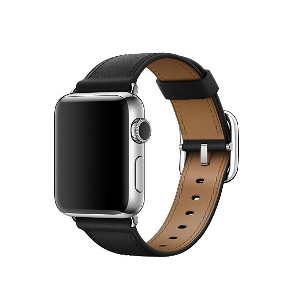 APPLE Klassisches, Lederarmband, Schwarz