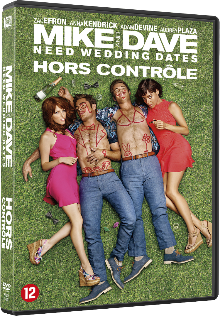 DVD cover of 'Mike and Dave Need Wedding Dates', with two couples on grass.