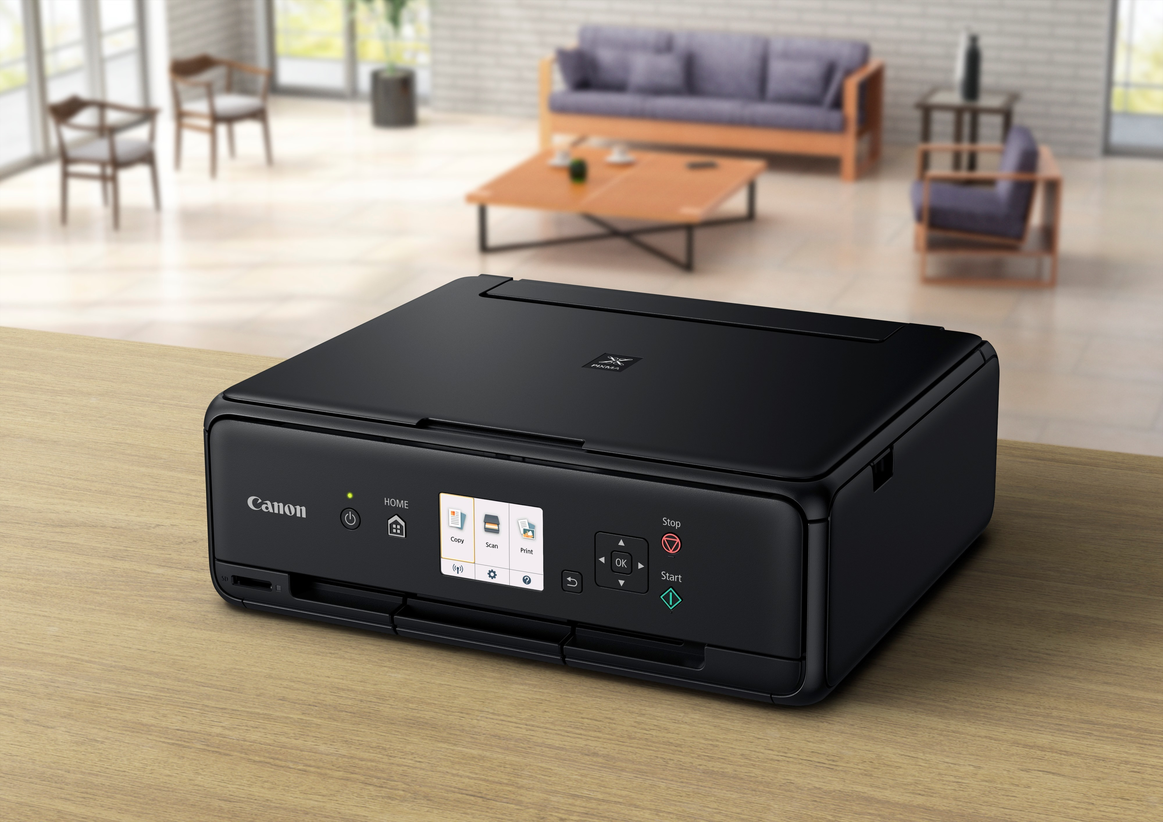 CANON PIXMA TS5055 + 50 Blatt Fotopapier PP-201 Tintenstrahl 3-in-1 Multifunktionsdrucker WLAN