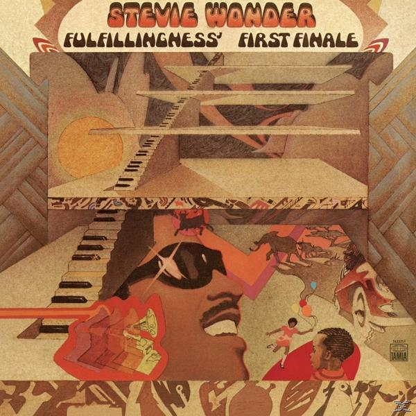 Stevie Wonder Albumcover: Illustration einer Tastatur, Menschen und einem Auto.