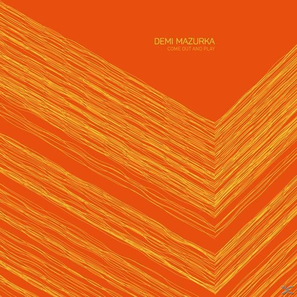 Abstrakter orangefarbener Hintergrund mit gelben Linien, die ein V bilden. Text: Demi Mazurka.