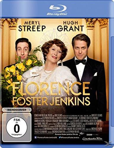 DVD-Cover von Florence Foster Jenkins. Zeigt Meryl Streep, Hugh Grant und andere Schauspieler.