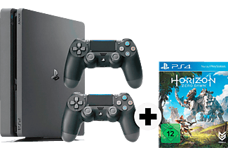 SONY PlayStation 4 Slim Konsole 1TB Schwarz + Horizon Zero Dawn + 2 Controller