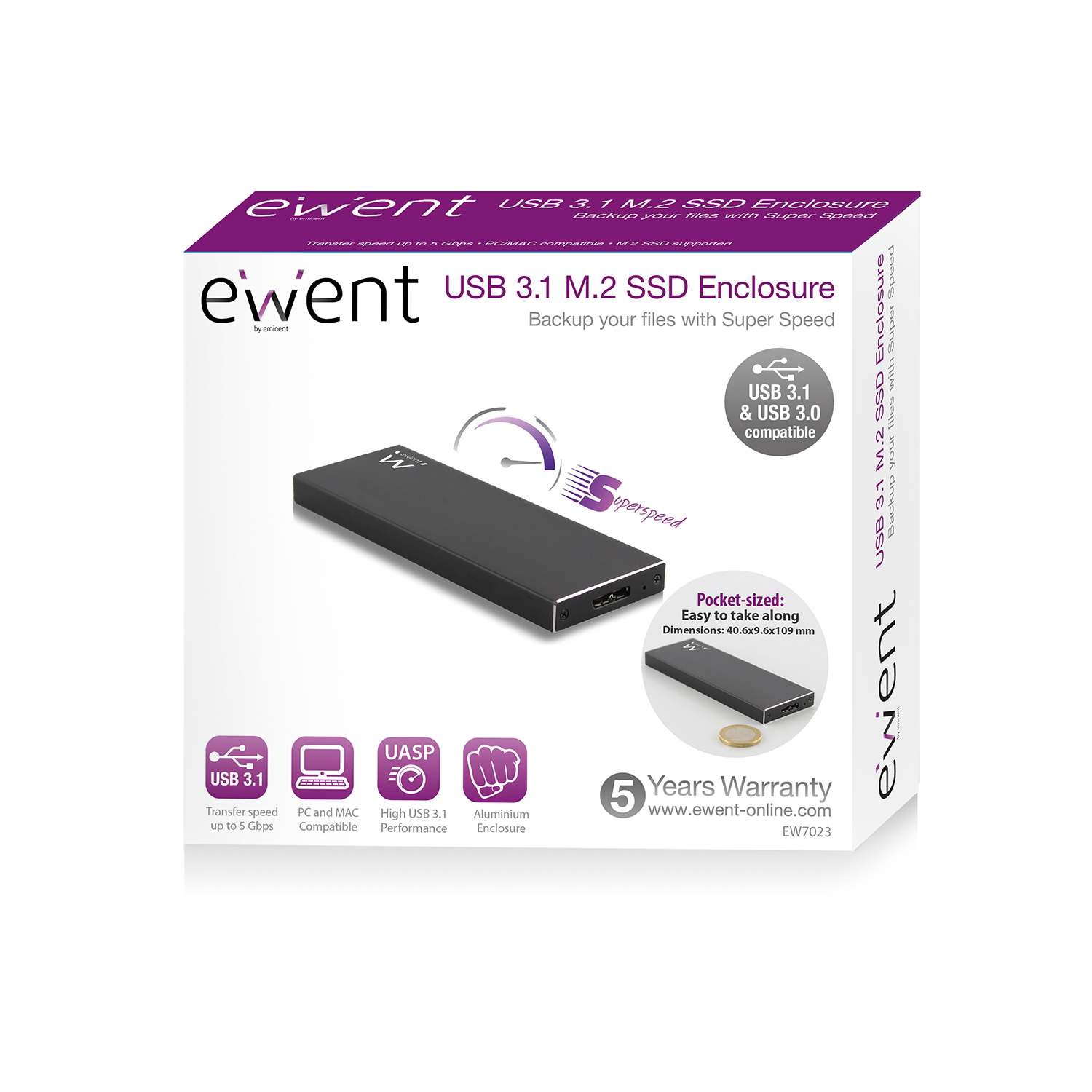 EWENT EW7023 Portable M.2 SSD behuizing