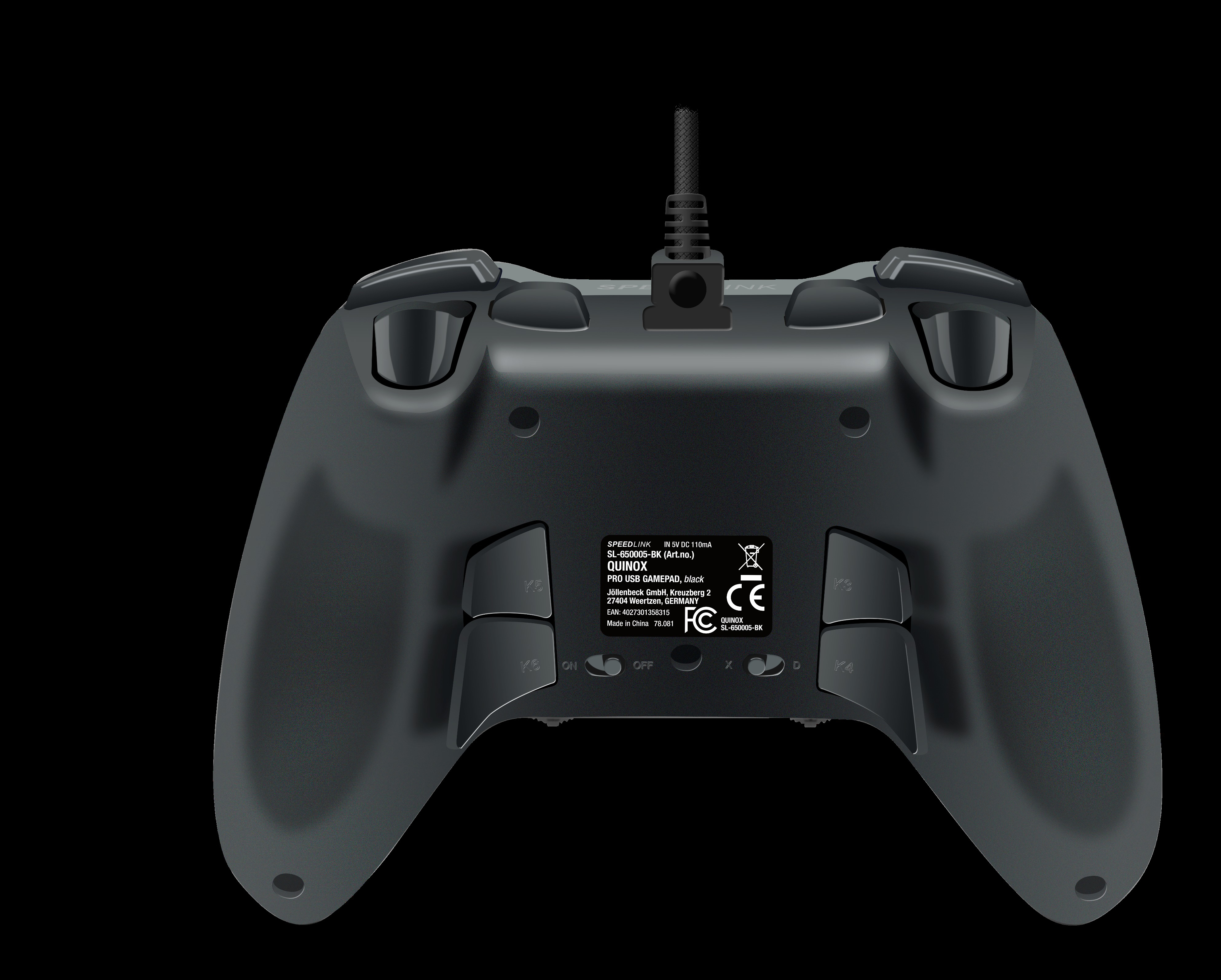 SPEEDLINK Speedlink QUINOX - Pro USB Gamepad, schwarz Gamepad Schwarz für PC