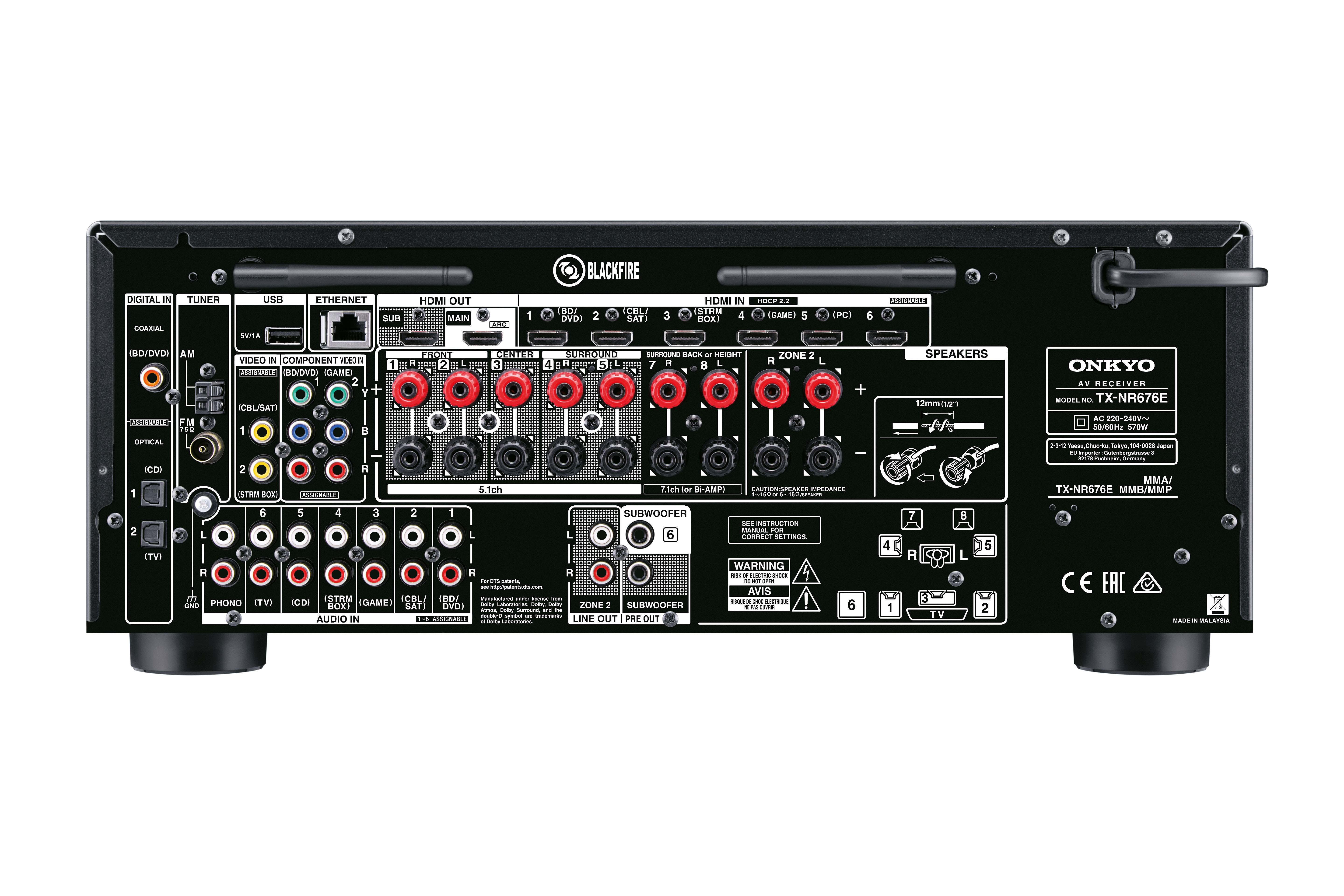 ONKYO TX-NR676E AV-Receiver (7.2 Kanäle, Schwarz)