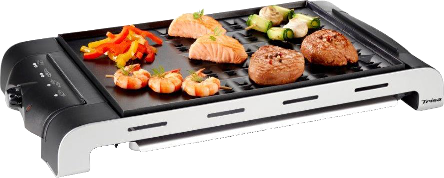 TRISA Tisch-Grill BBQ 7588-47 Elektrogrill, Schwarz, Silber (1400 Watt)