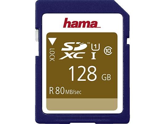 HAMA 124137 Cl 10 - SDXC-Cartes mémoire  (128 GB, 80 MB/s, Bleu)