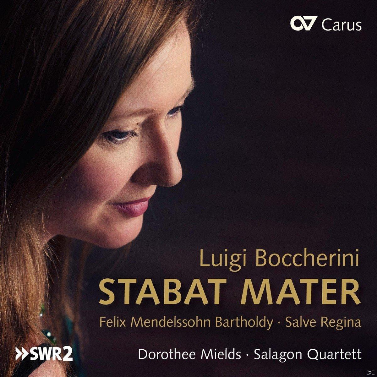 Albumcover. Zeigt ein Porträt einer Frau und den Text: Stabat Mater von Luigi Boccherini.