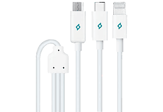 TTEC 2DK7521  Trio Şarj Kablosu USB-A - USB-C / Lightning / Micro USB  Beyaz