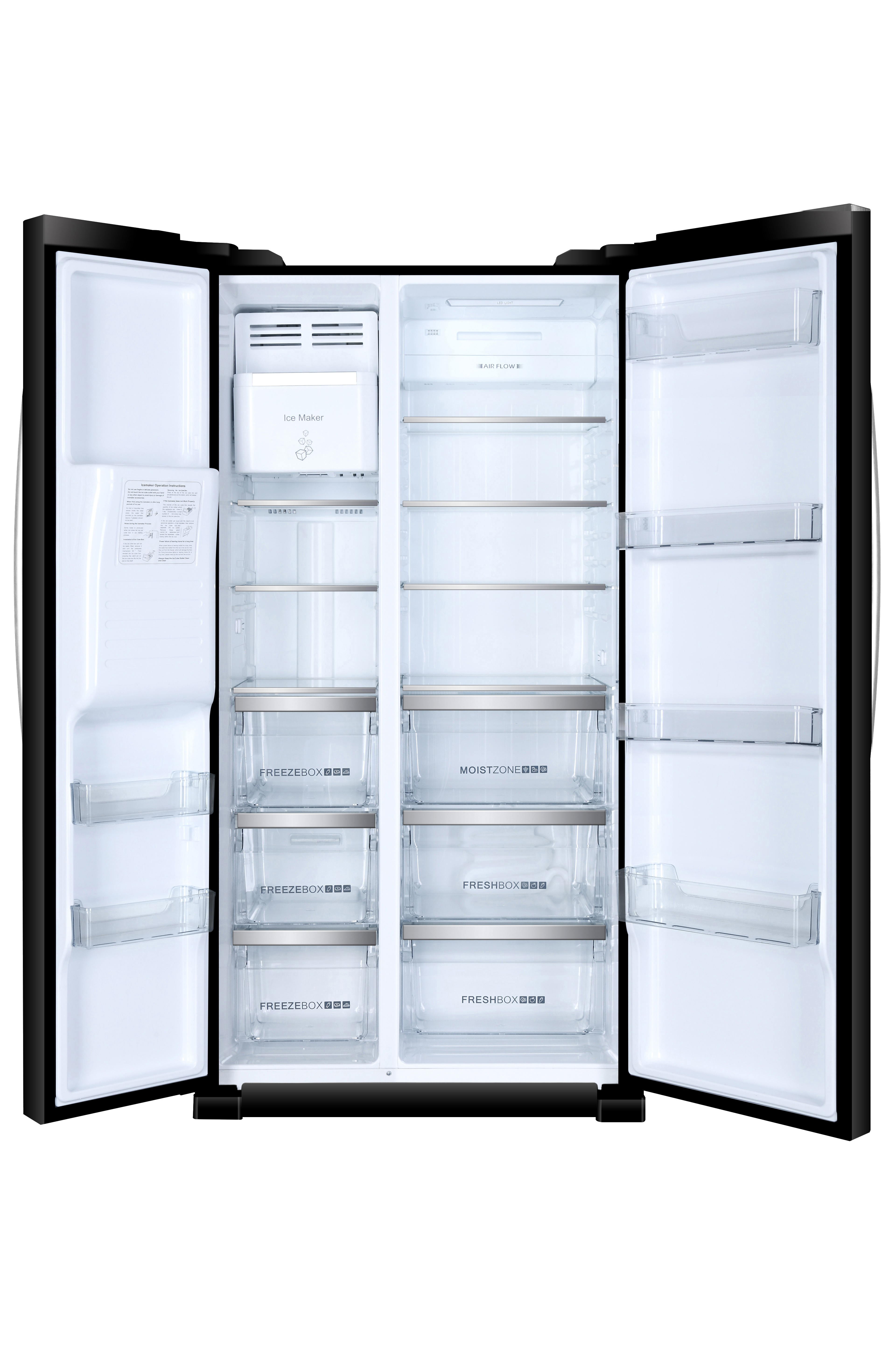 HAIER Side by Side HRF-630IB7 Side-by-Side (567 l, F, 1790 mm hoch, No Frost (verminderte Eisbildung), Schwarz)