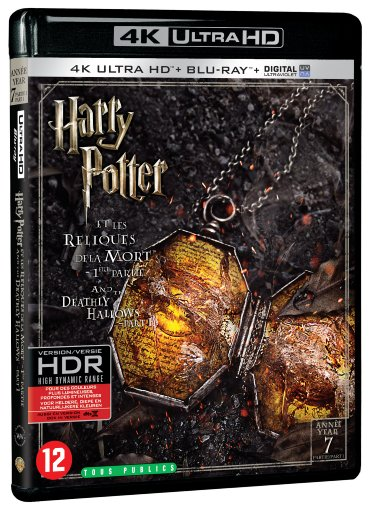Couverture Blu-ray de 'Harry Potter et les Reliques de la Mort - Partie 1' avec un médaillon doré.