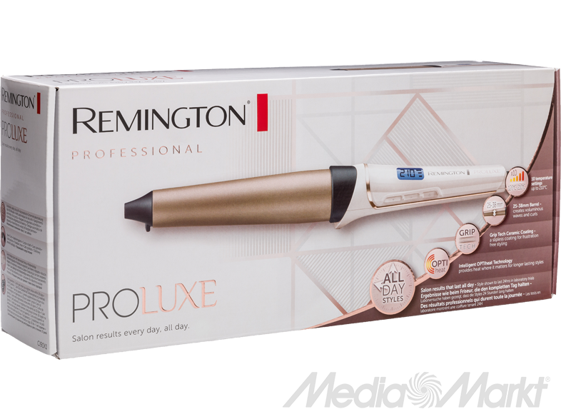 Remington ProLuxe hajgöndörítő vasaló egy dobozban.