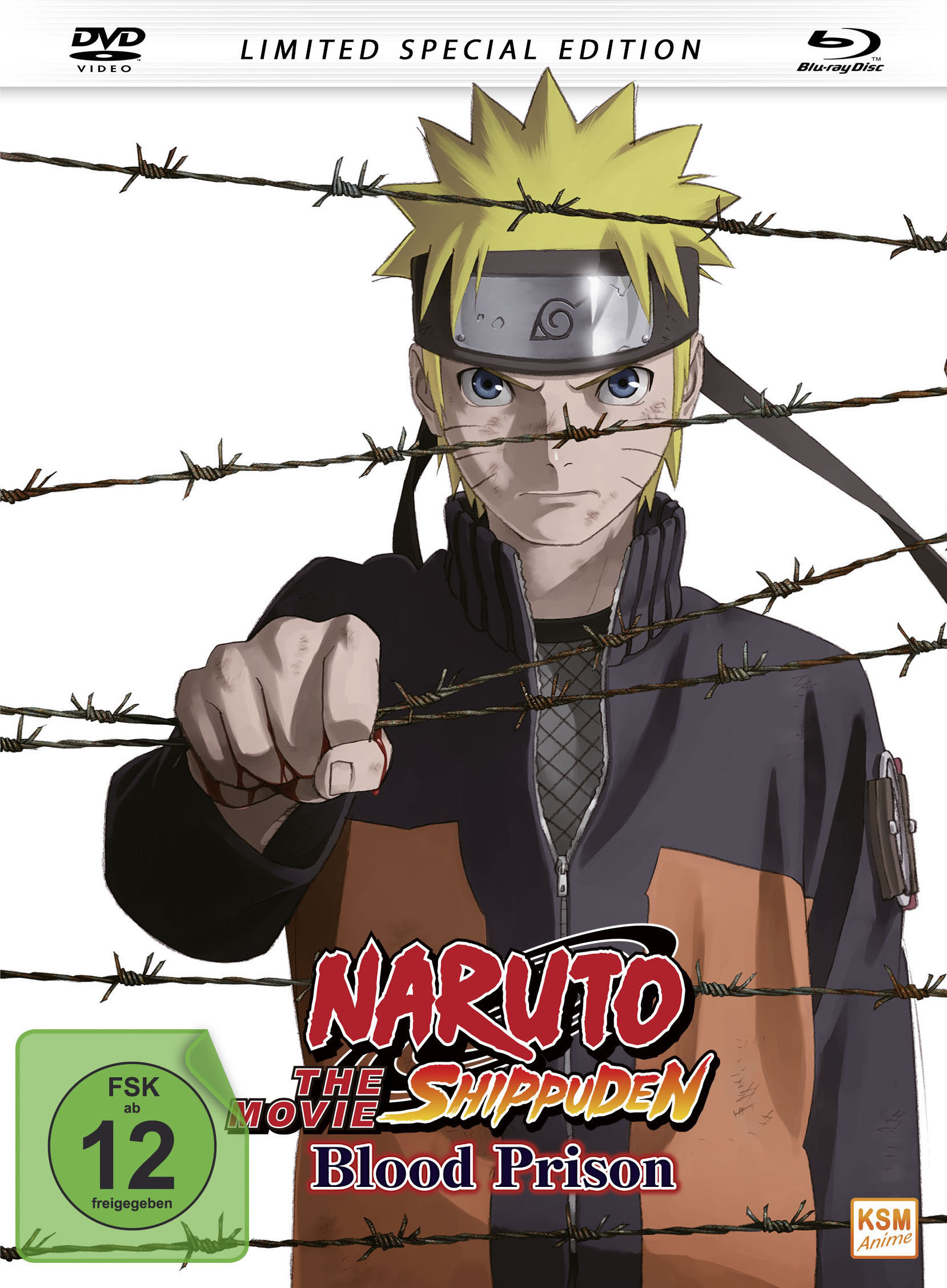 Naruto Film-DVD-Hülle mit Anime-Charakter, Drahtzaun und Text.