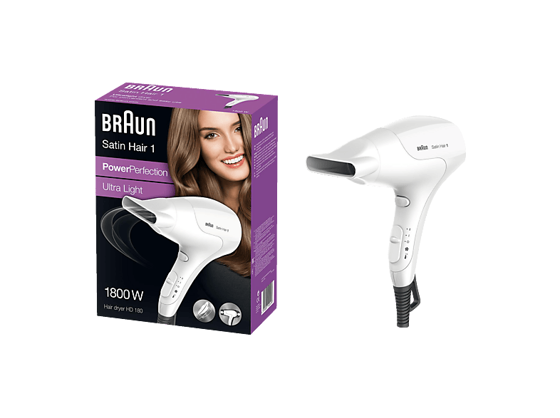 BRAUN Satin Hair 1 HD 180 Haartrockner Weiß (1800 Watt)