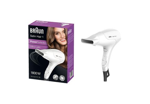 Haartrockner BRAUN Satin Hair 1 HD 180 Haartrockner Weiß (1800 Watt) Weiß |  MediaMarkt | Reisehaartrockner