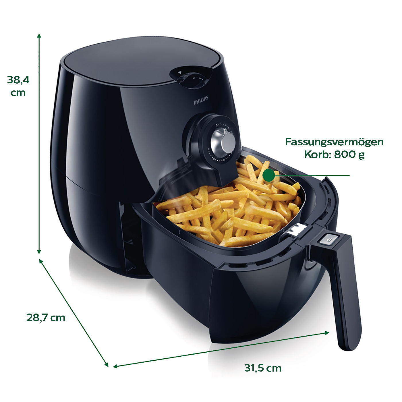 PHILIPS HD9220/20 Airfryer Heißluftfritteuse 1425 Watt Schwarz