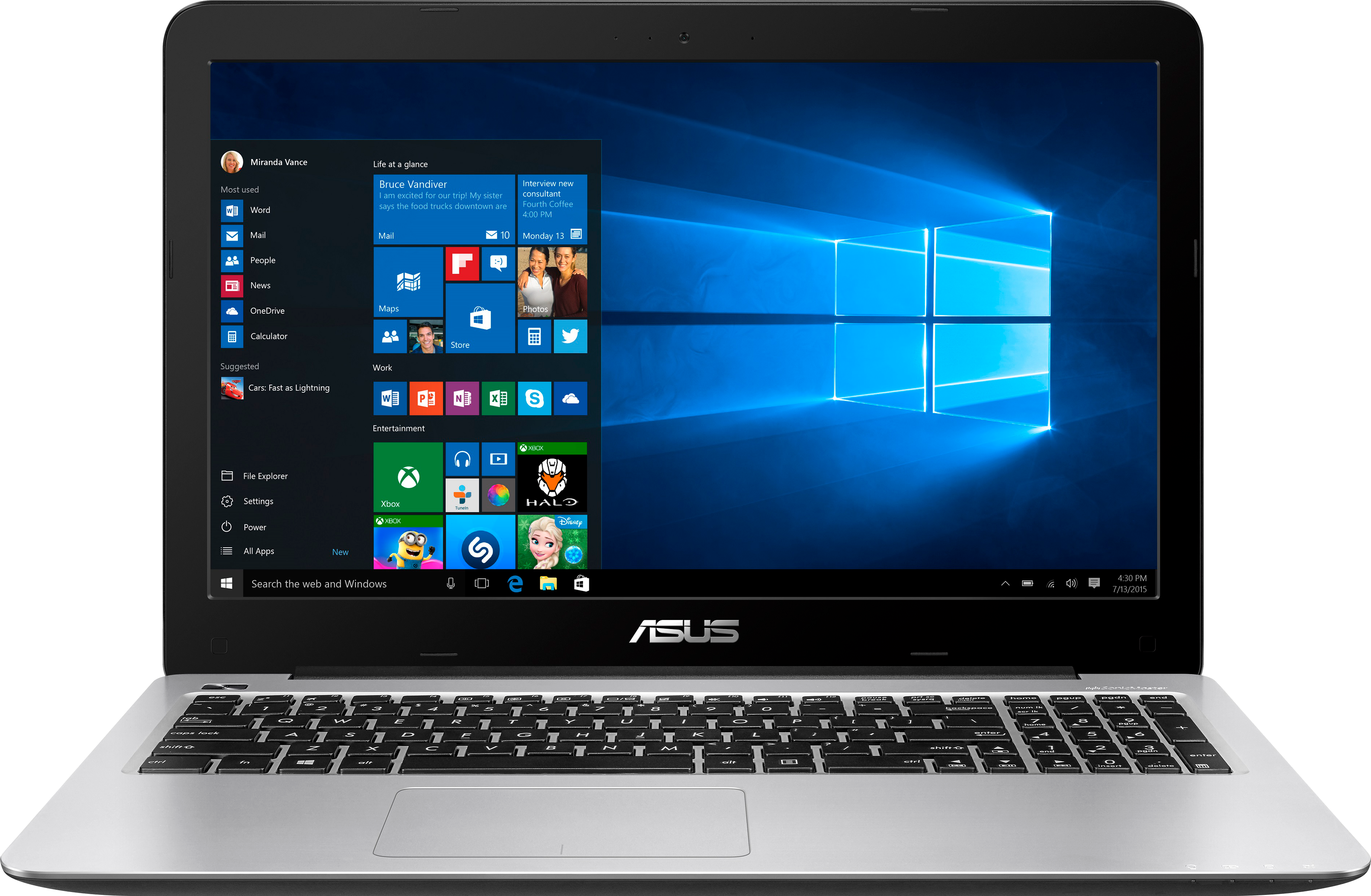 ASUS Notebook R558UQ-XO1283T, blau (90NB0BH2-M17350) - (Ausstellungsstück) Notebook, 15,6 Zoll, Intel® Core™ i7-7500U Prozessor
(4M Cache, bis zu 3.50 GHz), 8 GB, 256 GB SSD