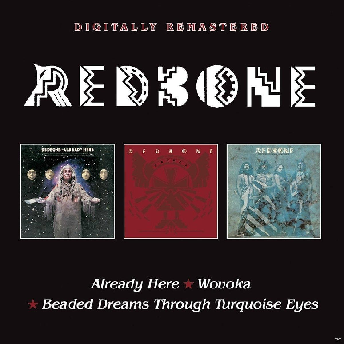 Albumcover: Redbone-Albumcover, Text "REDBONE" und Songtitel auf schwarzem Hintergrund.