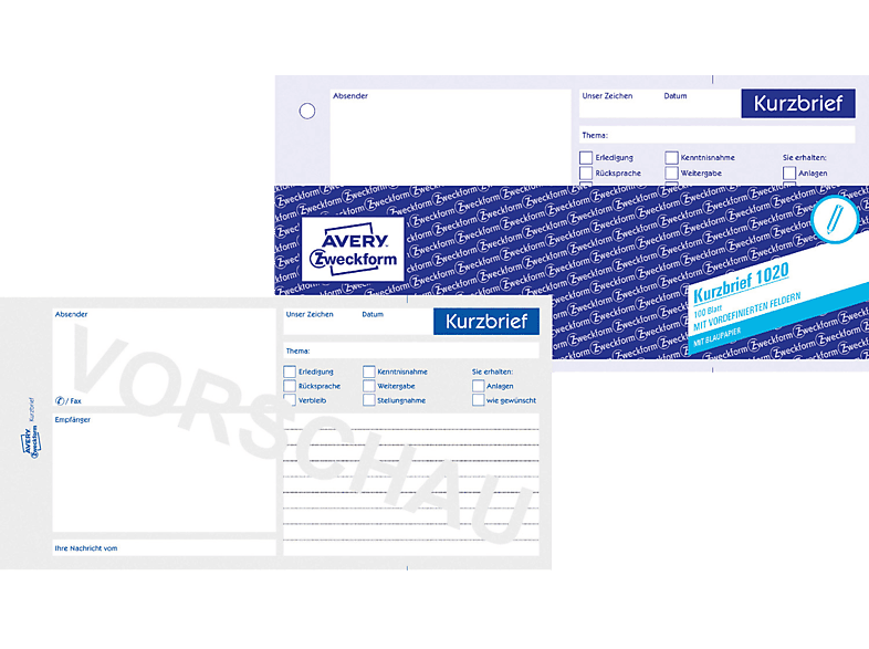 Kurzbrief Din A4 Avery Zweckform 1020 Kurzbrief Din A4 Weiss Mediamarkt