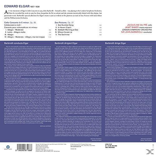 Rückseite eines Albums mit Text über ein Cellokonzert und ein Foto des Komponisten.