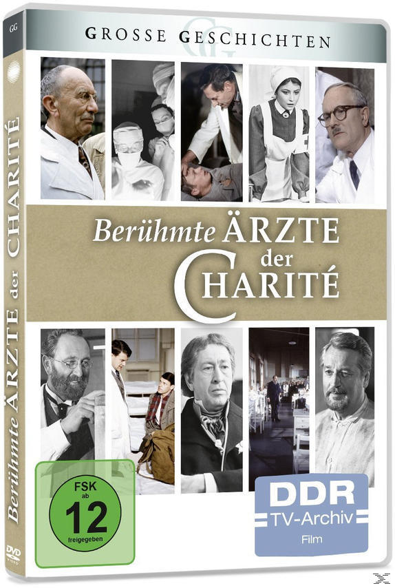 DVD-Cover mit dem Titel 'Berühmte Ärzte der Charité' mit mehreren Arztporträts.