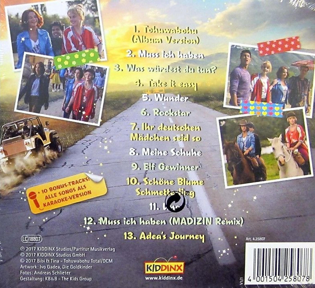 CD-Cover mit Fotos von Kindern, einem Auto und Pferden. Der Titel ist auf Deutsch. Hintergrund ist ein Feld.