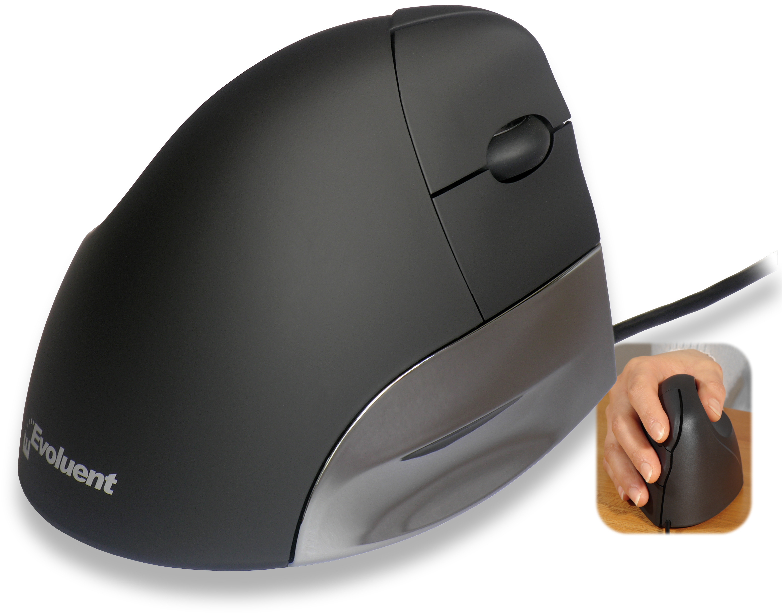 EVOLUENT Vertical Mouse Standard ergonomische Maus, Schwarz