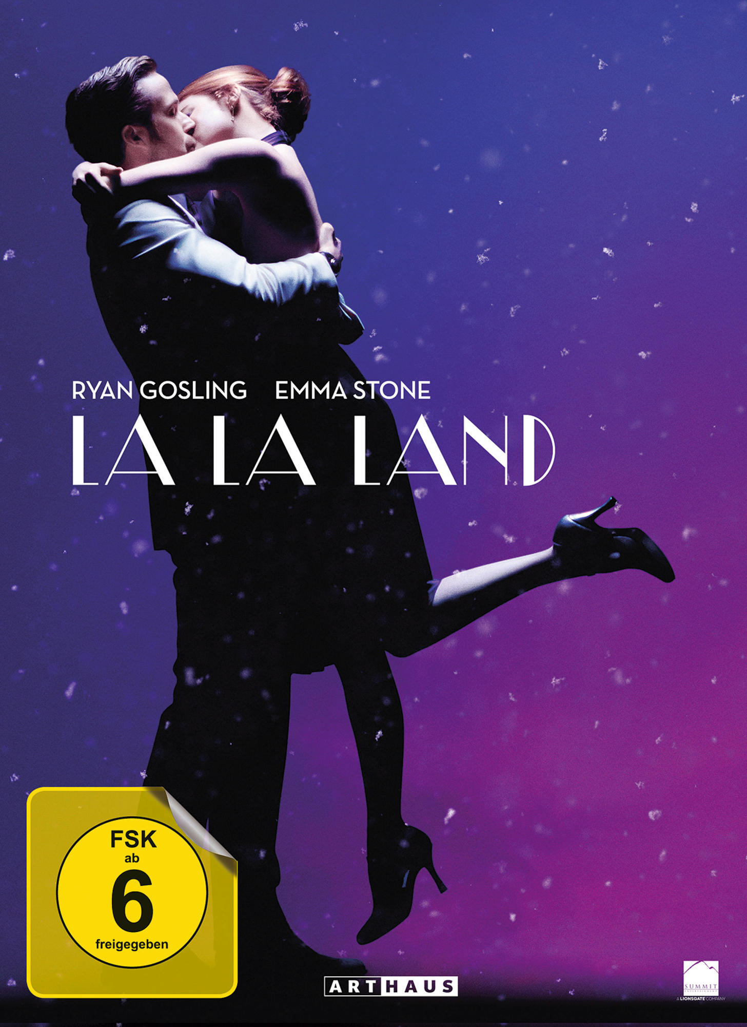 Filmposter für 'La La Land' mit Ryan Gosling und Emma Stone beim Küssen.