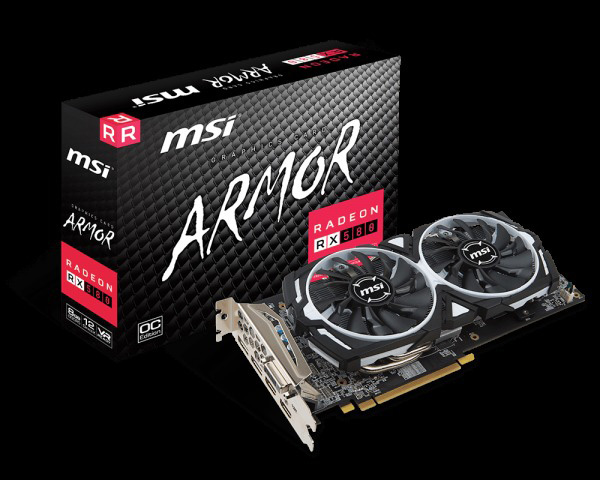 MSI Radeon RX 580 Armor 8GB OC (V341-064R) (AMD, Grafikkarte)