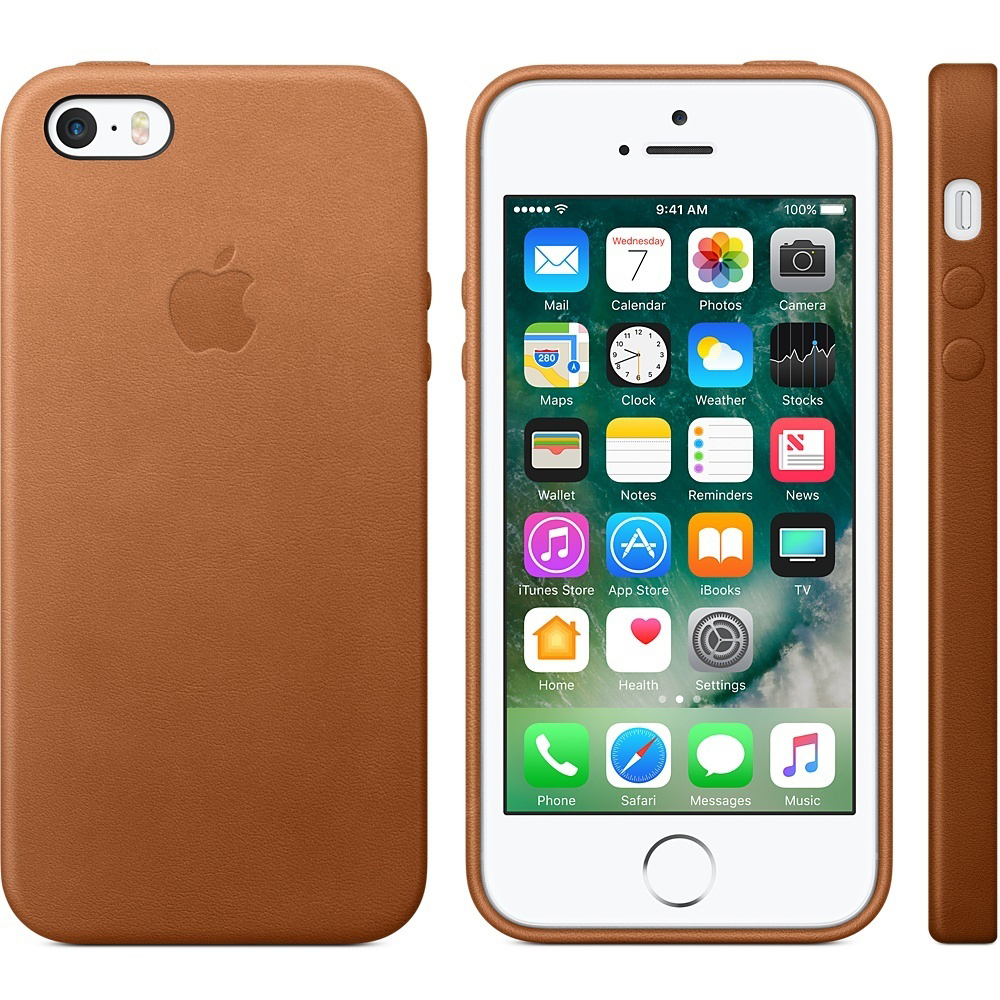 APPLE Leder Case, Backcover, Apple, iPhone SE (2016), Sattelbraun