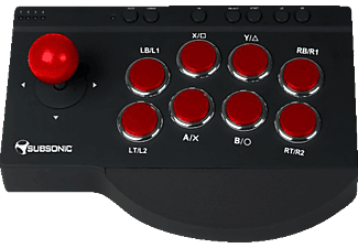 SUBSONIC SUBSONIC Arcade Fighting Stick - Controller per PC, PS3, PS4, Xbox One - Nero/Rosso - joystick (Nero/Rosso)