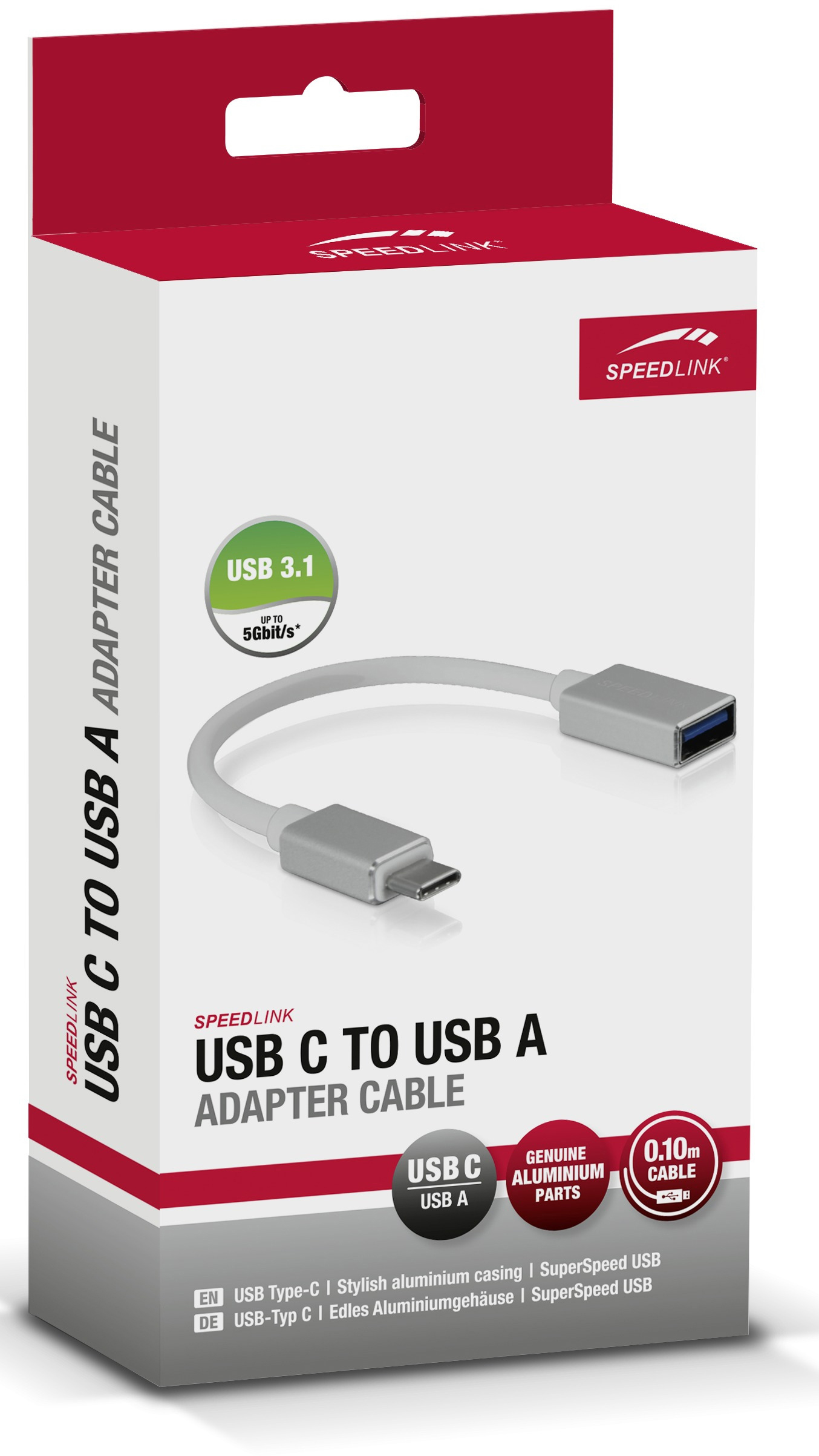 SPEEDLINK USB-C auf USB-A Adapterkabel, Silber