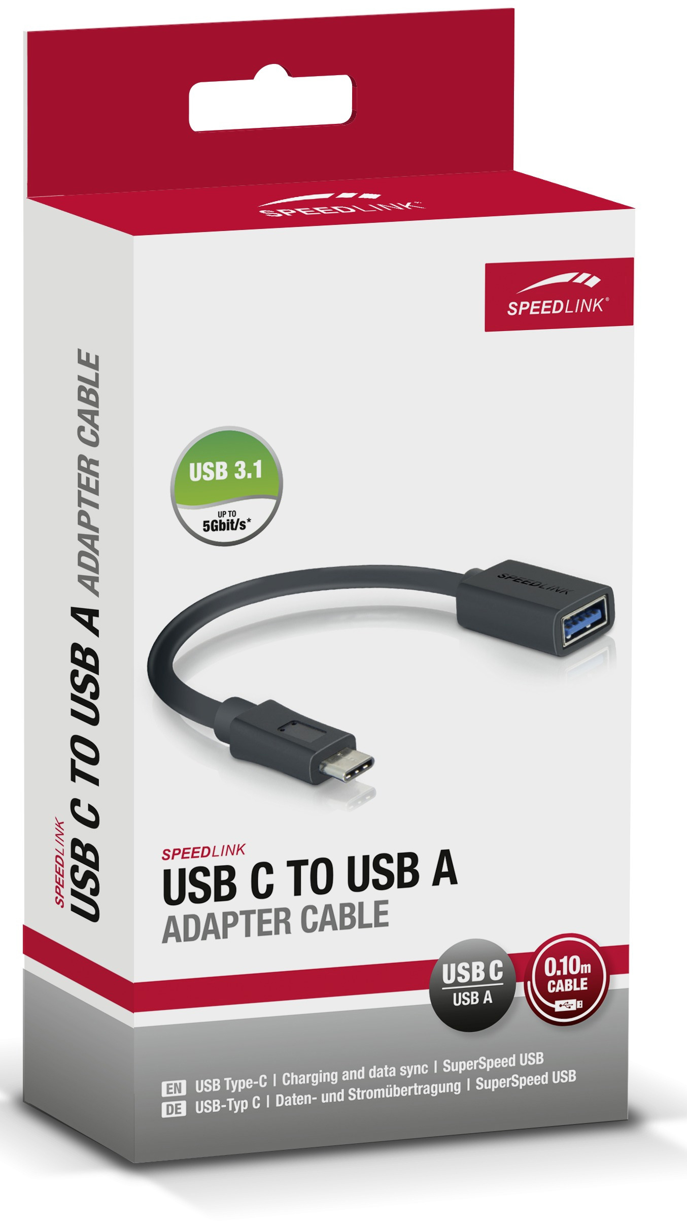 SPEEDLINK USB-C auf USB-A Adapterkabel, Schwarz